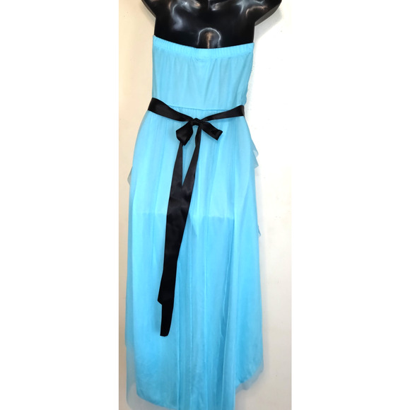 Vintage Y2K Aqua Deb Store Dress 1X Strapless Tulle Hi Low Prom Formal Cruise - Picture 6 of 16